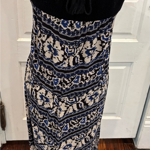 Lucky Brand Aztec Crochet Strap Maxi Dress With Tie Waist Tassels Sz medium - Picture 6 of 13
